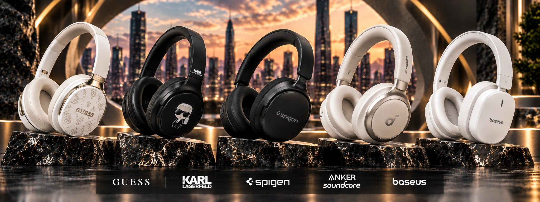 Слушалки Guess, Karl Lagerfeld, Spigen, Anker soundcore и Baseus